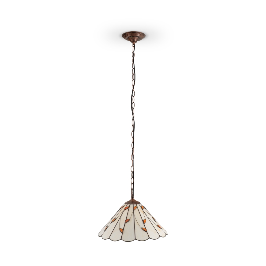Brilagi - láncos Tiffany-vitrázs csillár FOLIA 1xE27/60W/230V átm. 40 cm