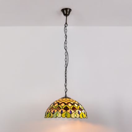 Brilagi - láncos Tiffany-vitrázs csillár MARGARET 2xE27/60W/230V