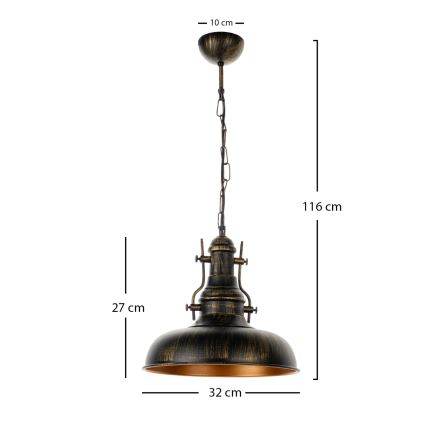 Brilagi - Láncra függesztett PYRONIC csillár 1xE27/40W/230V átm. 32 cm bronz/patina