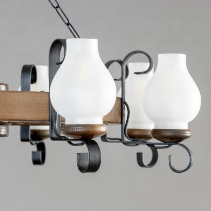 Brilagi - Láncra szerelt ROATA csillár 8xE14/40W/230V, átmérő 70 cm, bükk/dió