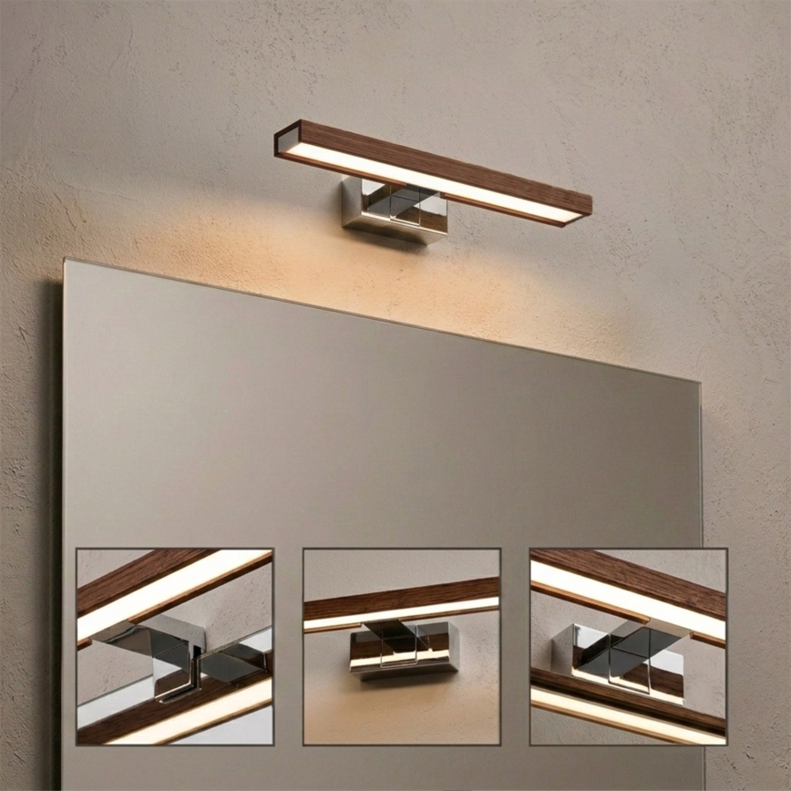 Brilagi - LED fürdőszobai tükörvilágítás 3 az 1-ben WOODY MIRROR LED/8W/230V 40 cm IP44 fényes króm/tölgy cseresznye