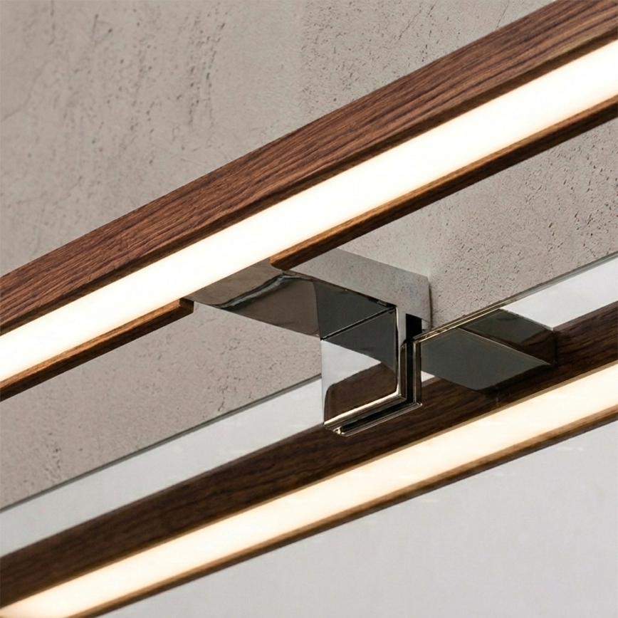 Brilagi - LED fürdőszobai tükörvilágítás 3 az 1-ben WOODY MIRROR LED/8W/230V 40 cm IP44 fényes króm/tölgy cseresznye