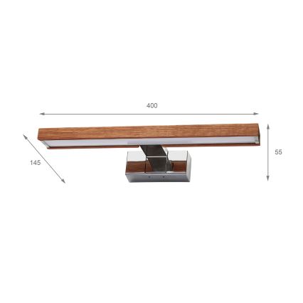 Brilagi - LED fürdőszobai tükörvilágítás 3 az 1-ben WOODY MIRROR LED/8W/230V 40 cm IP44 fényes króm/tölgy cseresznye