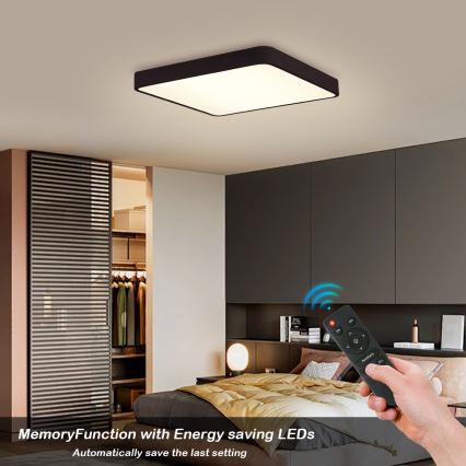 Brilagi - LED dimmelhető mennyezeti lámpa POOL SQUARE LED/48W/230V 3000-6000K 50x50 cm fekete + távirányító