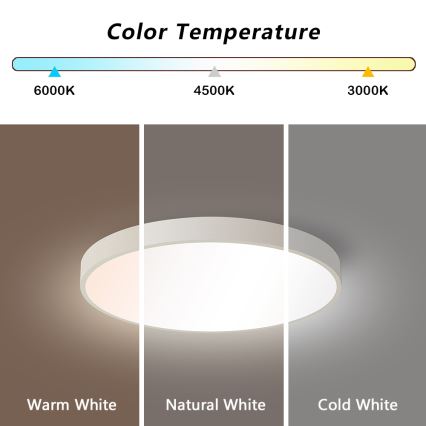 Brilagi - LED állítható fényerejű mennyezeti lámpa POOL SMART LED/48W/230V 40 cm 3000-6000K Wi-Fi Tuya + távirányító fehér