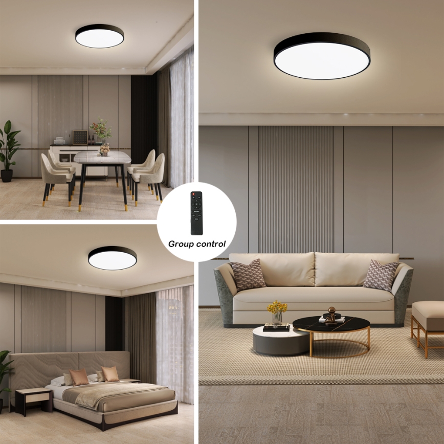 Brilagi - LED dimmelhető mennyezeti lámpa POOL SMART LED/48W/230V 40 cm 3000-6000K Wi-Fi Tuya + távirányító fekete