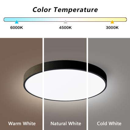 Brilagi - LED dimmelhető mennyezeti lámpa POOL SMART LED/48W/230V 40 cm 3000-6000K Wi-Fi Tuya + távirányító fekete