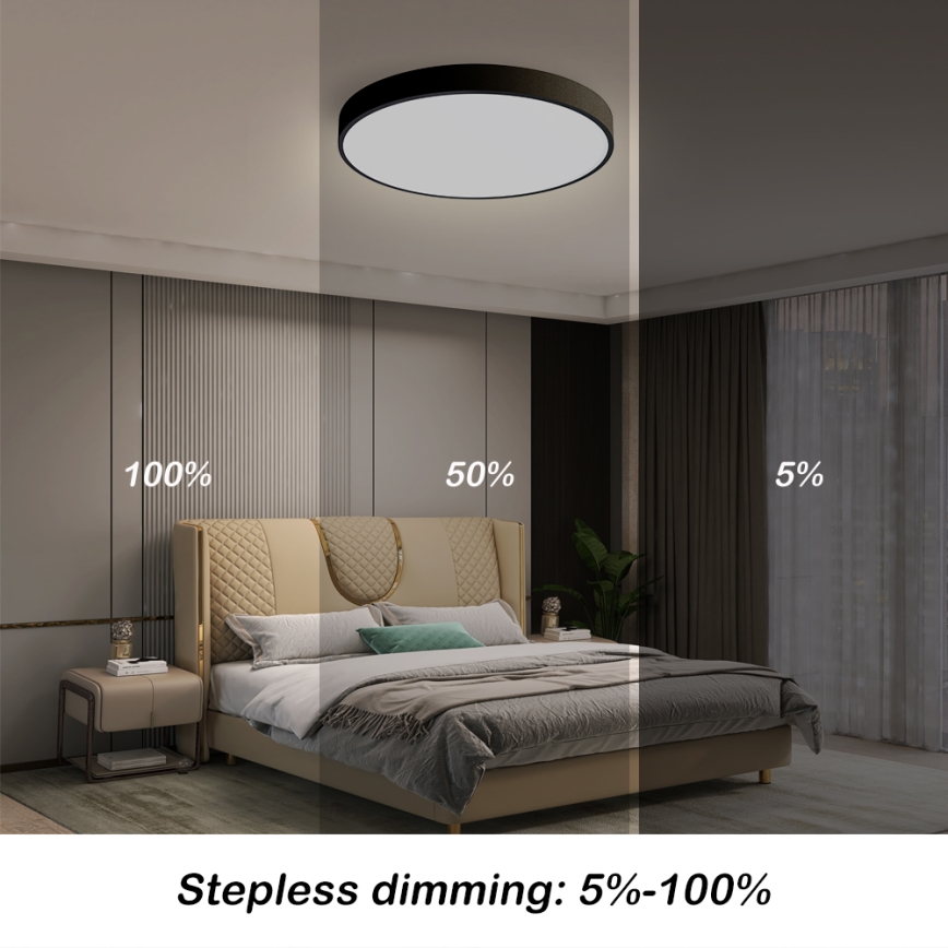 Brilagi - LED dimmelhető mennyezeti lámpa POOL SMART LED/48W/230V 40 cm 3000-6000K Wi-Fi Tuya + távirányító fekete