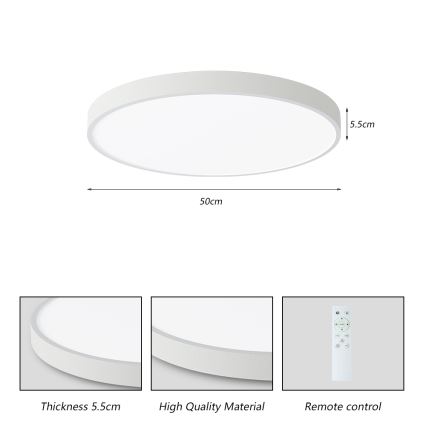 Brilagi - LED dimmelhető mennyezeti lámpa POOL SMART LED/60W/230V 3000-6000K 50 cm + távirányító fehér