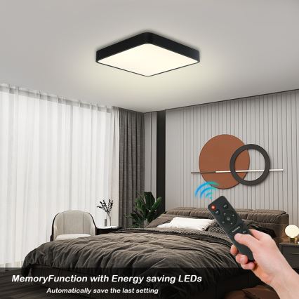 Brilagi - LED dimmelhető mennyezeti lámpa POOL SQUARE LED/36W/230V 3000-6000K 40x40 cm fekete + távirányító