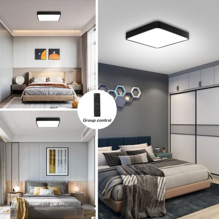 Brilagi - LED dimmelhető mennyezeti lámpa POOL SQUARE LED/36W/230V 3000-6000K 40x40 cm fekete + távirányító