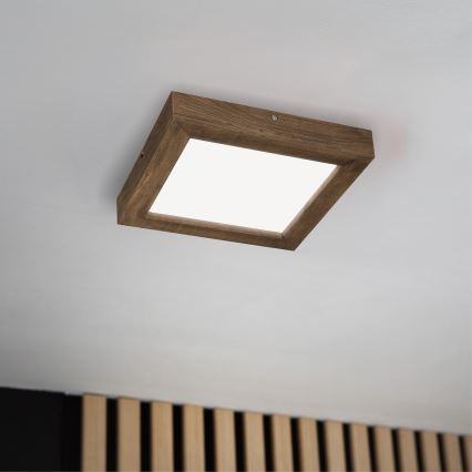 Brilagi - LED állítható fényerejű fürdőszobai mennyezeti lámpa WOODY FRAME LED/24W/230V tölgy dió 30x30 cm 3000-6000K IP44 + távirányító