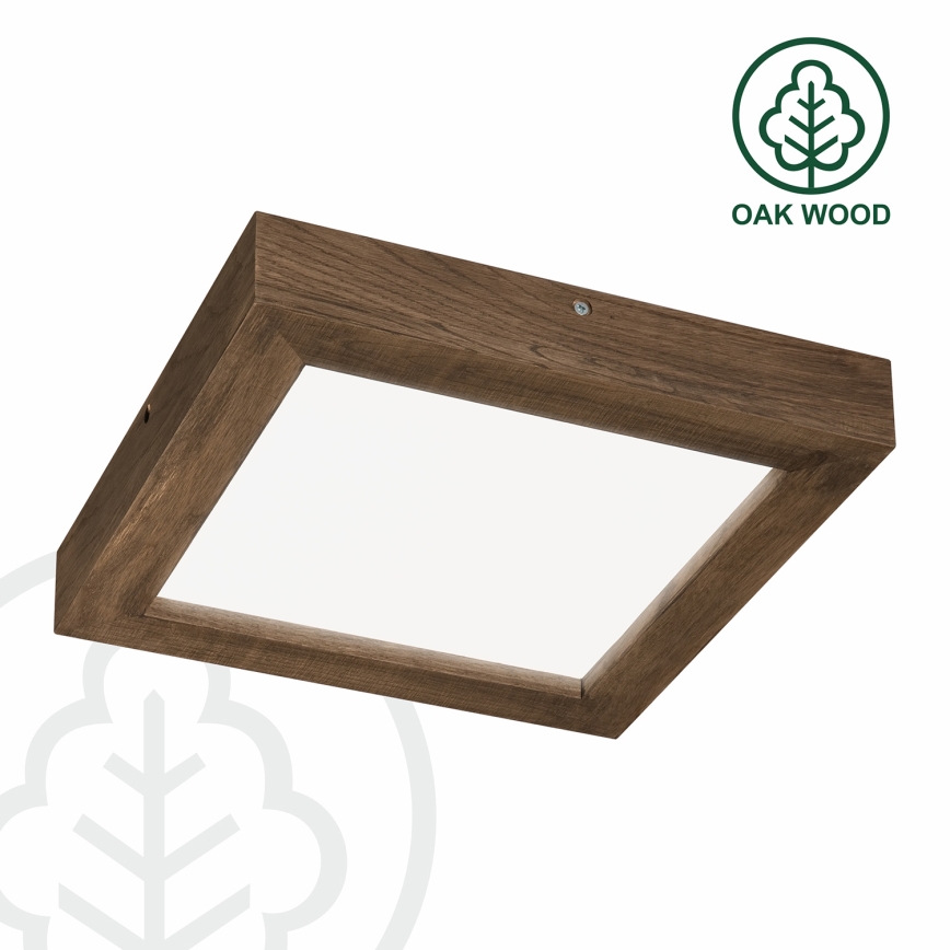 Brilagi - LED állítható fényerejű fürdőszobai mennyezeti lámpa WOODY FRAME LED/24W/230V tölgy dió 30x30 cm 3000-6000K IP44 + távirányító