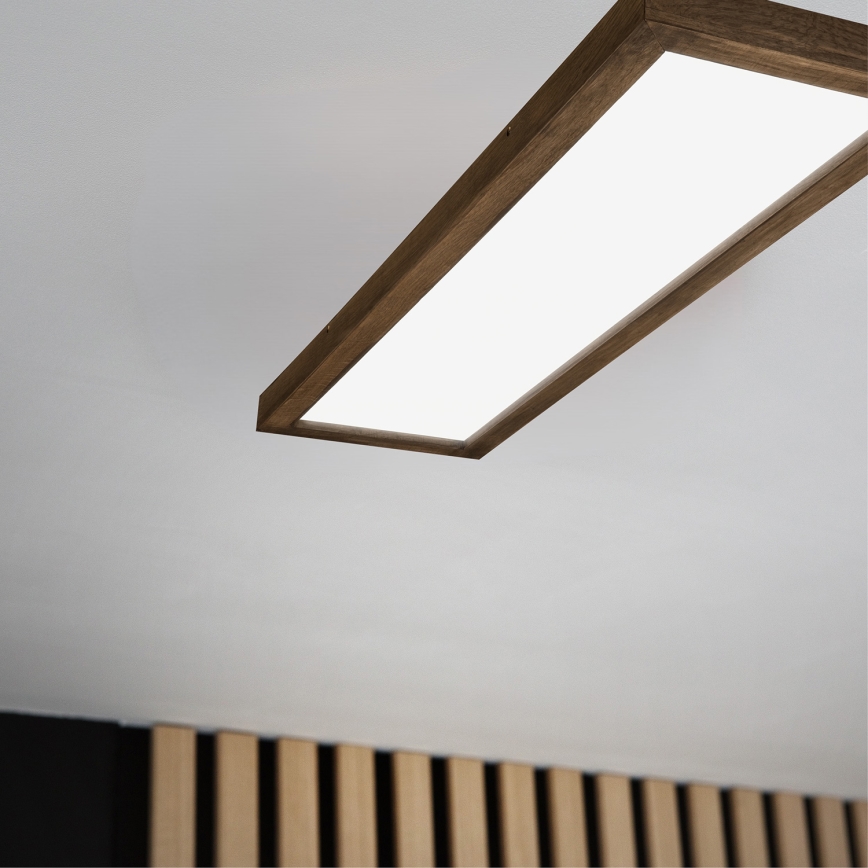 Brilagi - LED állítható fényerejű fürdőszobai mennyezeti lámpa WOODY FRAME LED/50W/230V tölgy dió 120x30 cm 3000-6000K IP44 + távirányító