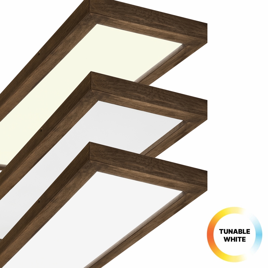 Brilagi - LED állítható fényerejű fürdőszobai mennyezeti lámpa WOODY FRAME LED/50W/230V tölgy dió 120x30 cm 3000-6000K IP44 + távirányító