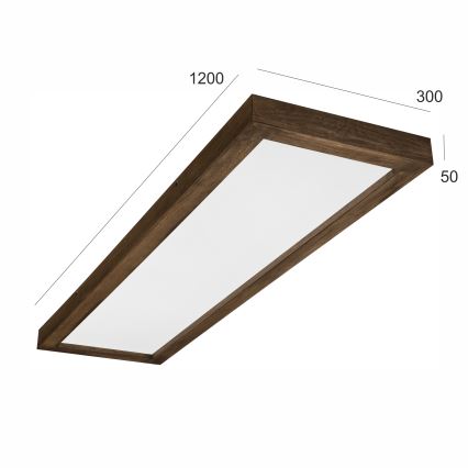 Brilagi - LED állítható fényerejű fürdőszobai mennyezeti lámpa WOODY FRAME LED/50W/230V tölgy dió 120x30 cm 3000-6000K IP44 + távirányító