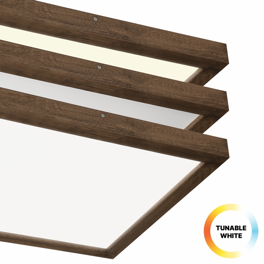 Brilagi - LED állítható fényerejű fürdőszobai mennyezeti lámpa WOODY FRAME LED/50W/230V tölgy dió 60x60 cm 3000-6000K IP44 + távirányító