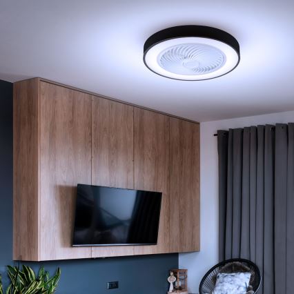 Brilagi - LED dimmelhető mennyezeti lámpa ventilátorral LED/30W/230V 3000-6500K fekete + távirányító