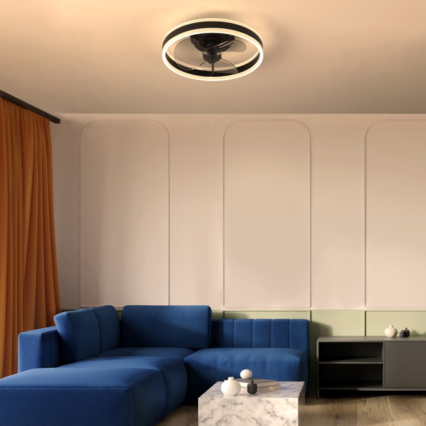 Brilagi - LED dimmelhető mennyezeti lámpa ventilátorral LED/30W/230V 3000-6500K fekete + távirányító