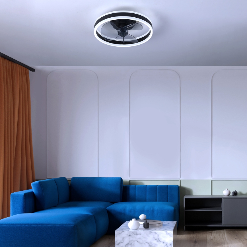 Brilagi - LED dimmelhető mennyezeti lámpa ventilátorral LED/30W/230V 3000-6500K fekete + távirányító