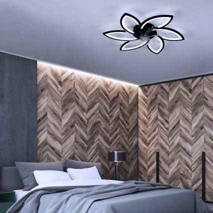 Brilagi - LED dimmelhető mennyezeti lámpa ventilátorral LED/50W/230V 3000-6500K fekete + távirányító