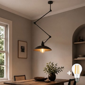Brilagi - LED állítható rudas csillár IRONBEAM 1xE27/60W/230V fekete