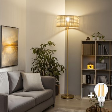 Brilagi - LED állólámpa CERIA 1xE27/20W/230V átm. 25 cm bambusz/arany