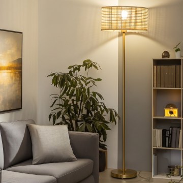 Brilagi - LED állólámpa CERIA 1xE27/20W/230V Ø 40 cm bambusz/arany