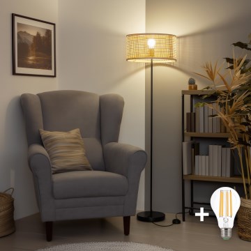 Brilagi - LED állólámpa CERIA 1xE27/40W/230V átm. 25 cm bambusz/fekete
