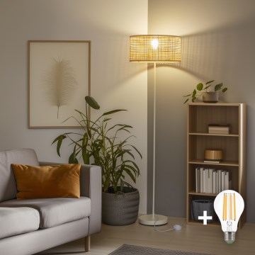 Brilagi - LED állólámpa CERIA 1xE27/40W/230V átmérő 25 cm bambusz/fehér