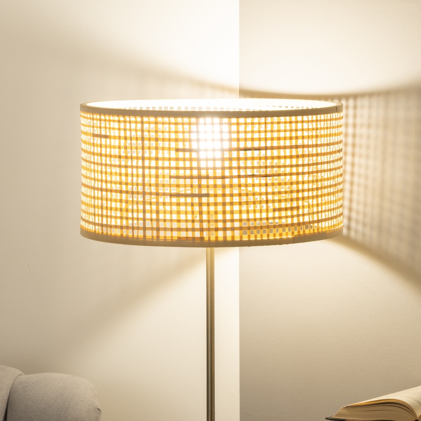 Brilagi - LED állólámpa CERIA 1xE27/40W/230V Ø 40 cm bambusz/matt króm