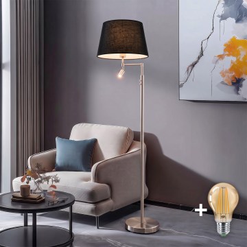 BRILAGI - LED állólámpa CERIA 1xE27/60W/230V + LED/2,1W átm. 30 cm matt króm/fekete