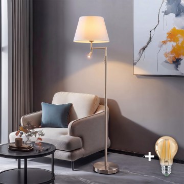 BRILAGI - LED állólámpa CERIA 1xE27/60W/230V + LED/2,1W átm. 45 cm matt króm/fehér