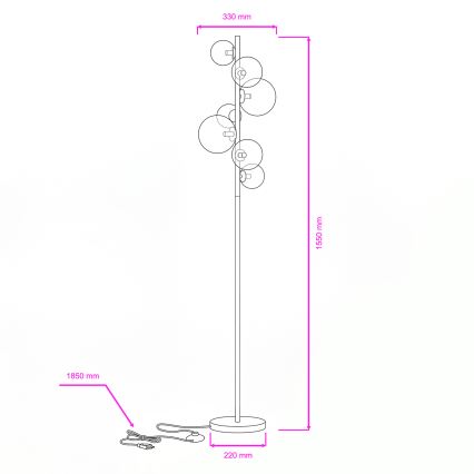 Brilagi - LED Állólámpa MILLA 7xG9/3W/230V arany