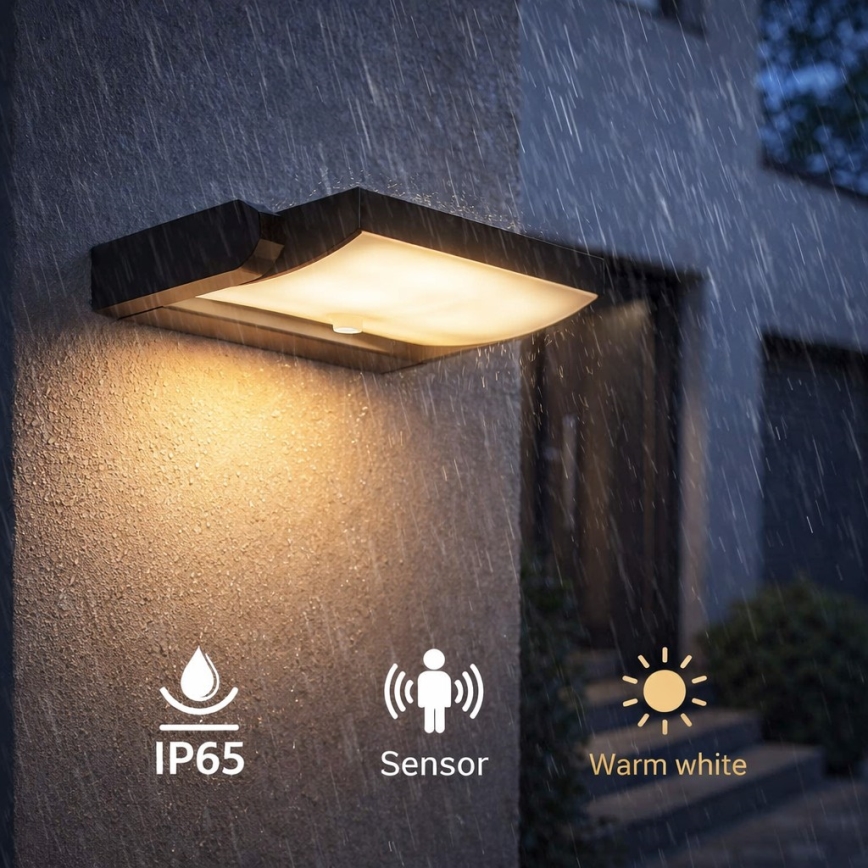 Brilagi - LED kültéri fali lámpa érzékelővel ANKLE LED/18W/230V 3000K IP65 antracit