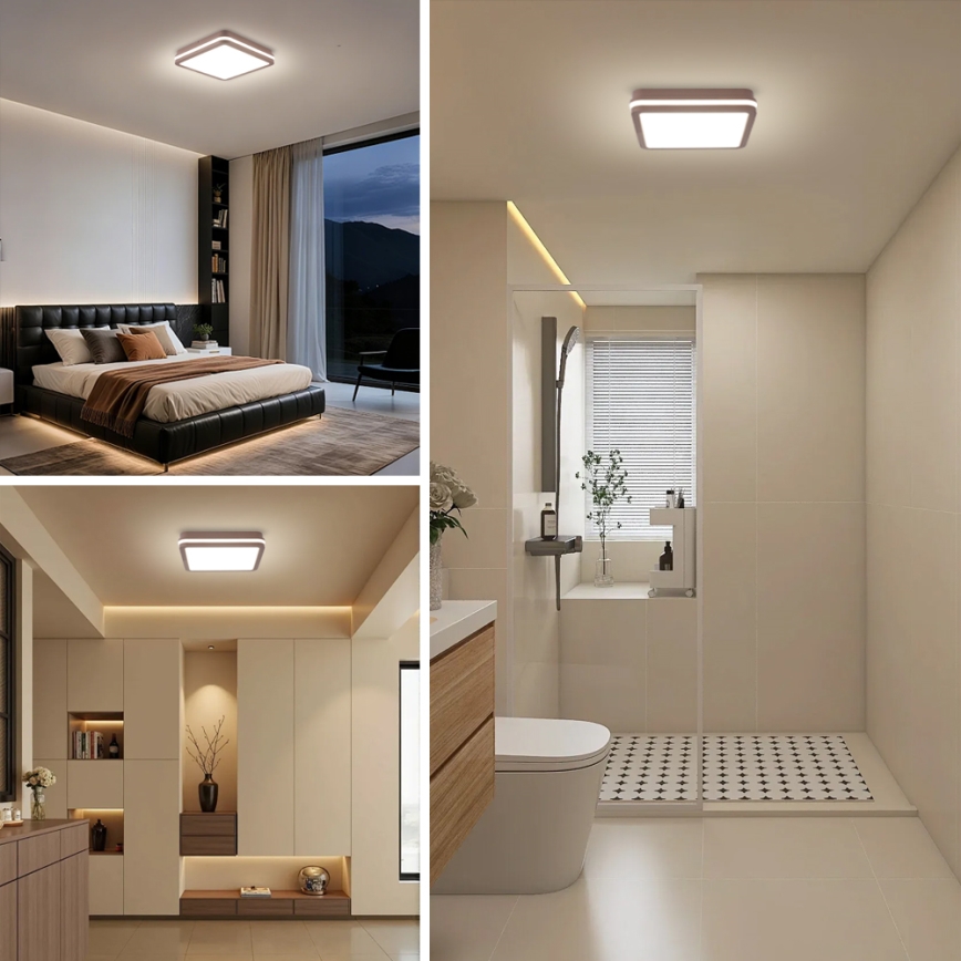 Brilagi - BENE LED/24W/230V kültéri mennyezeti lámpatest érzékelővel 26x26 cm barna IP54