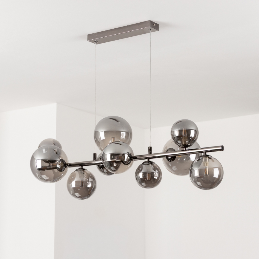 Brilagi - LED csillár huzalon MILLA 10xG9/3W/230V fekete króm/füstszínű