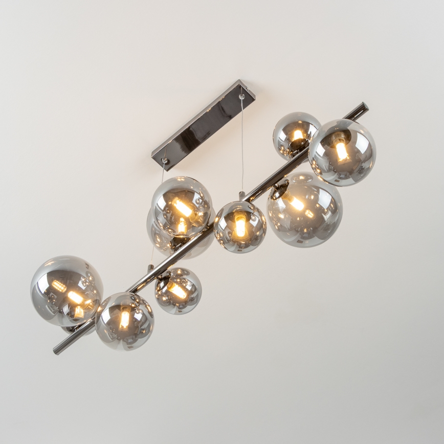 Brilagi - LED csillár huzalon MILLA 10xG9/3W/230V fekete króm/füstszínű