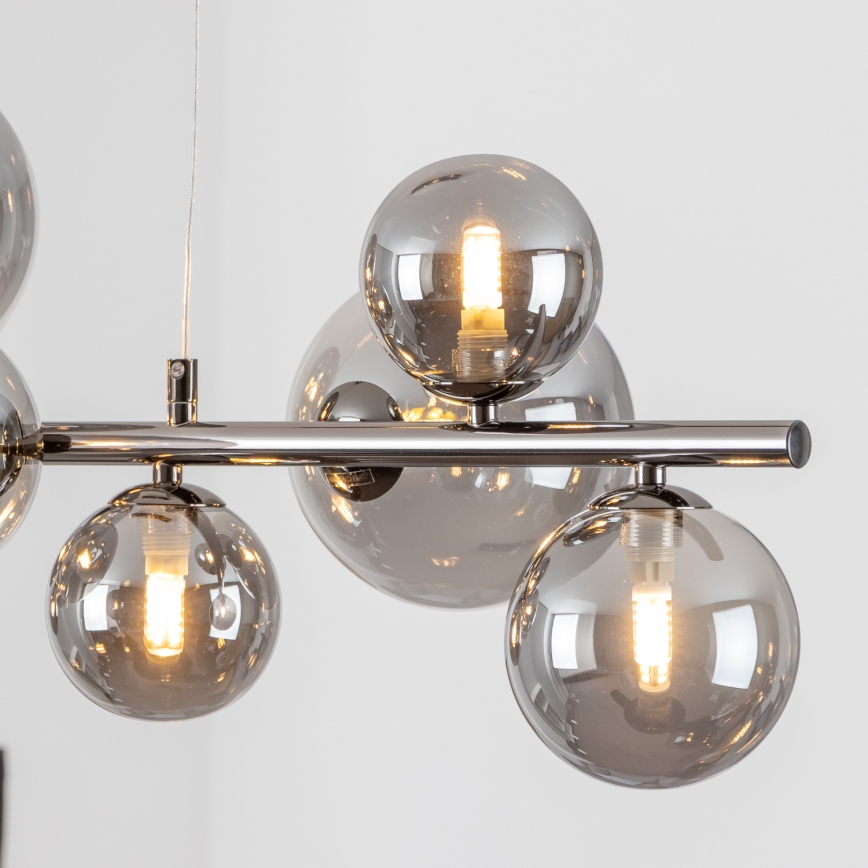 Brilagi - LED csillár huzalon MILLA 10xG9/3W/230V fekete króm/füstszínű