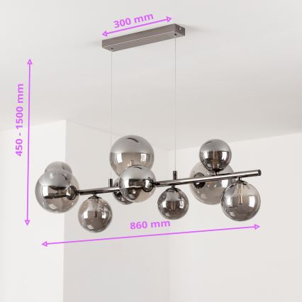 Brilagi - LED csillár huzalon MILLA 10xG9/3W/230V fekete króm/füstszínű