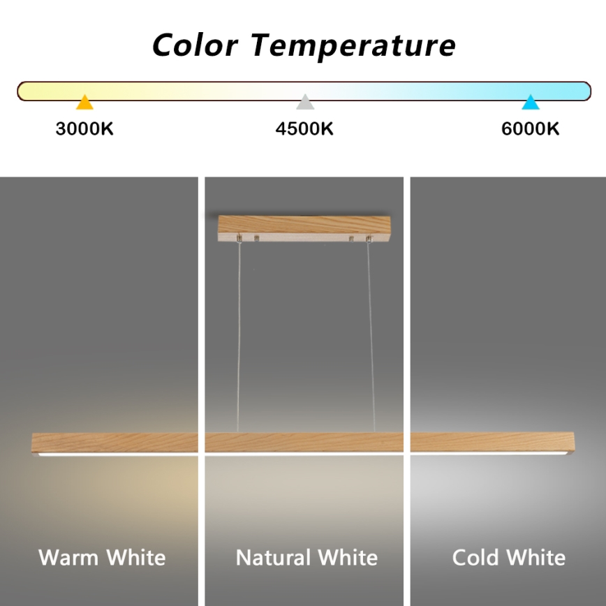 Brilagi - LED csillár huzalon OAK LED/30W/230V 3000/4500/6000K tölgy