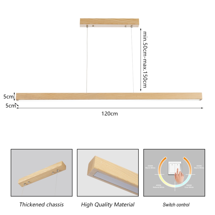 Brilagi - LED csillár huzalon OAK LED/30W/230V 3000/4500/6000K tölgy