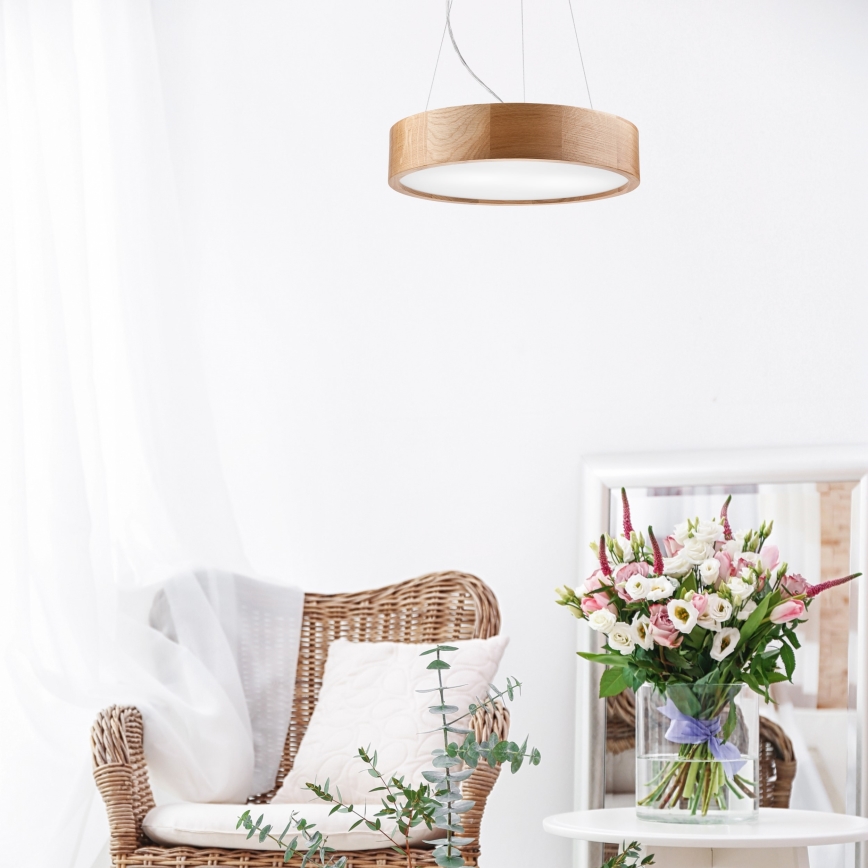 Brilagi - LED csillár kábelen CARVALHO 2xE27/15W/230V tölgy, átmérő 37 cm