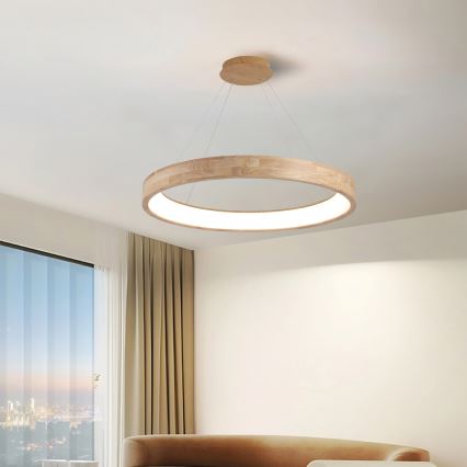 Brilagi - LED függeszték kábelen FALCON WOOD LED/60W/230V 3000/4000/6000K Ø 80 cm fa