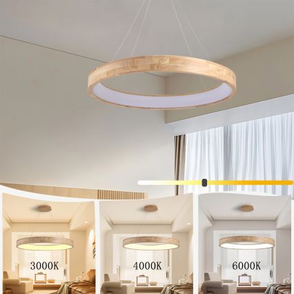 Brilagi - LED függeszték kábelen FALCON WOOD LED/60W/230V 3000/4000/6000K Ø 80 cm fa