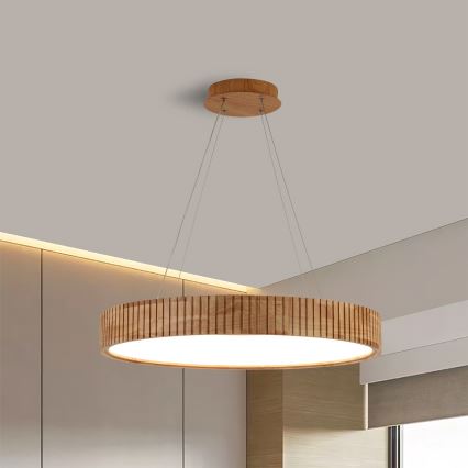 Brilagi - FALCON WOOD modern LED kábeles függeszték, 40 W, 230 V, 3000/4000/6000 K, Ø 60 cm, fa