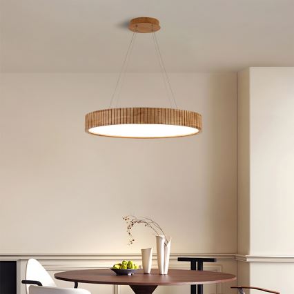 Brilagi - FALCON WOOD modern LED kábeles függeszték, 40 W, 230 V, 3000/4000/6000 K, Ø 60 cm, fa