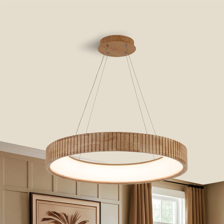 Brilagi - FALCON WOOD modern LED kábeles függeszték, 40 W, 230 V, 3000/4000/6000 K, Ø 60 cm, fa
