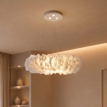 Brilagi - LED csillár kábelen FEATHER 3xE27/40W/230V + 3xLED/3W Ø 50 cm fehér