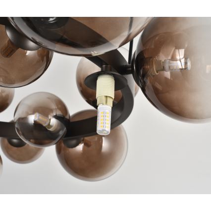 Brilagi - LED csillár kábelen MILLA 15xG9/3W/230V barna/füstbarna